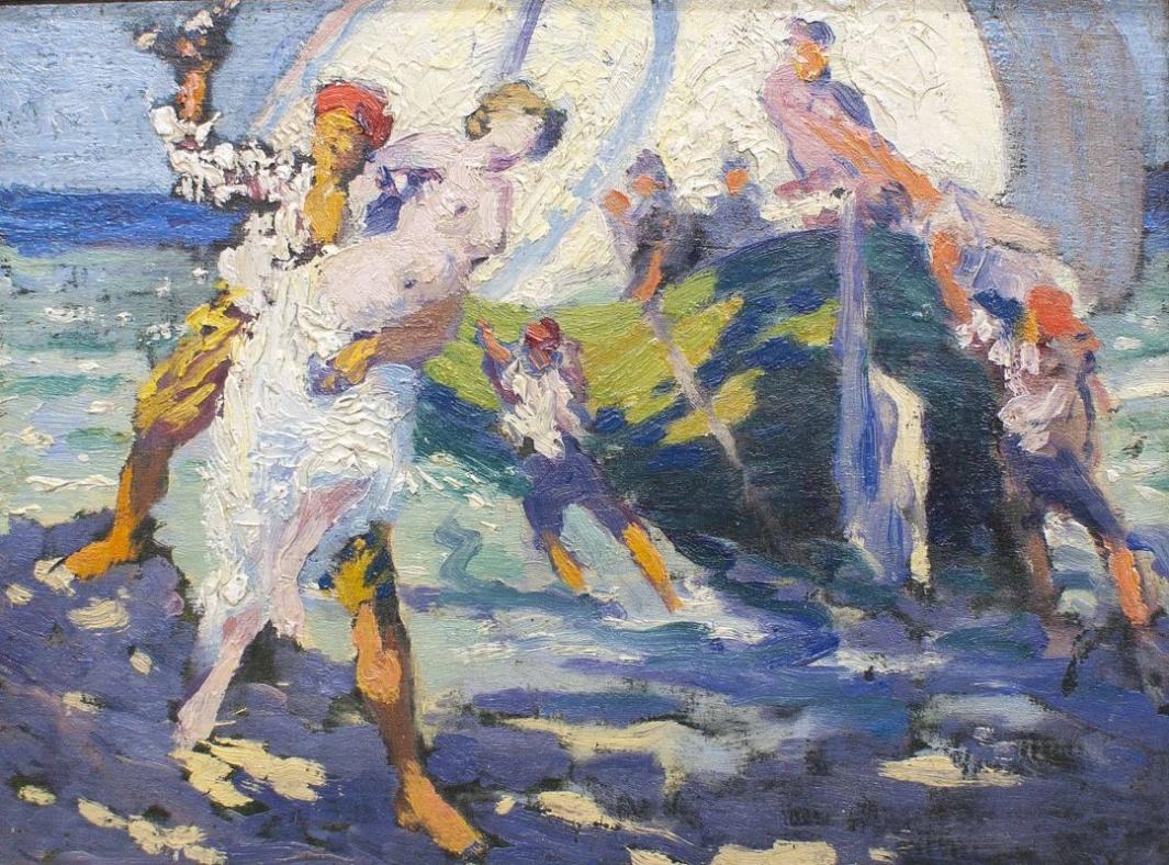 Seashore Landing with Figures | Loch Gallery